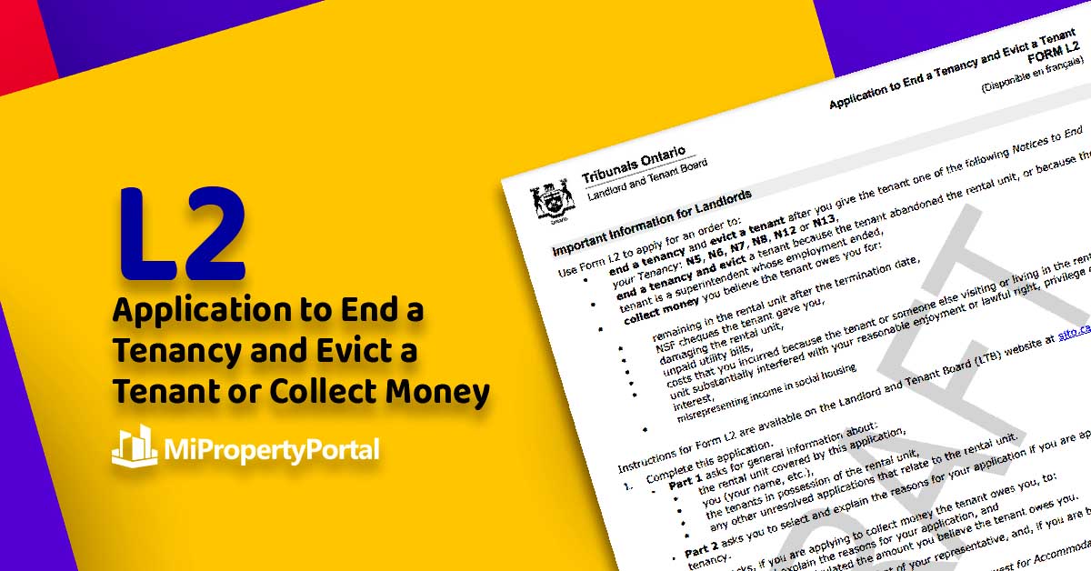 L2 Form – Application to End a Tenancy and Evict a Tenant or Collect Money