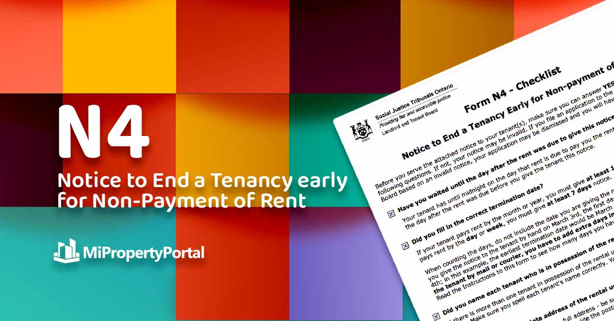 N4 Form – Notice to End a Tenancy Early for Non-payment of Rent