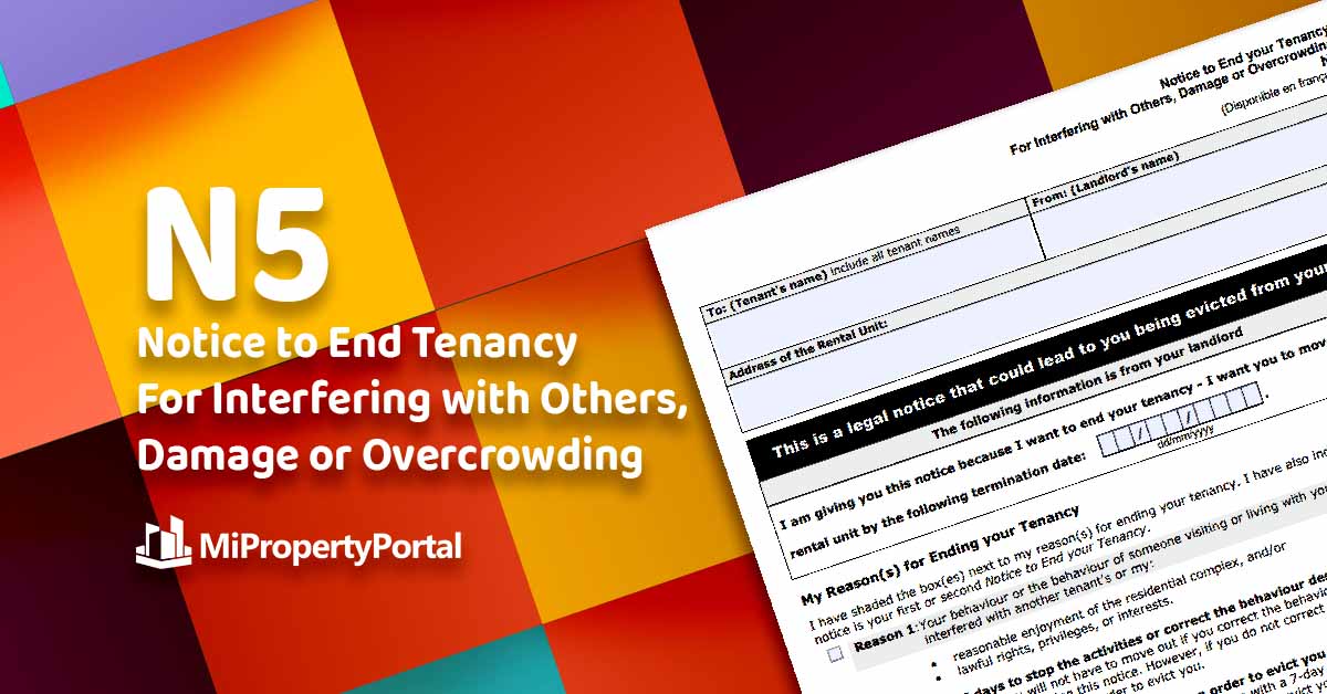 N5 Form – Notice to End Tenancy For Interfering with Others, Damage or Overcrowding
